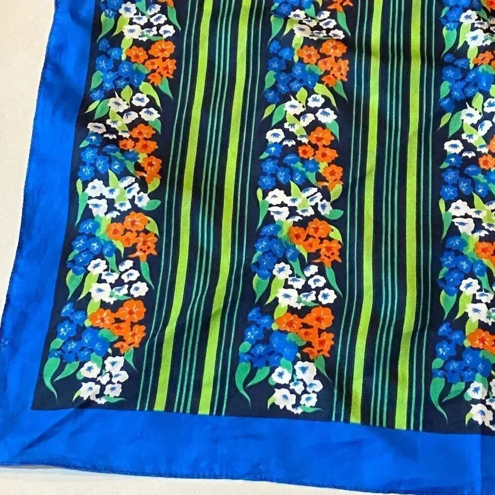 Floral Striped Silk Scarf